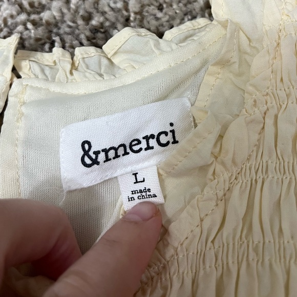 &merci cream / pale yellow Ruffle babydoll Dress size large - Picture 7 of 10
